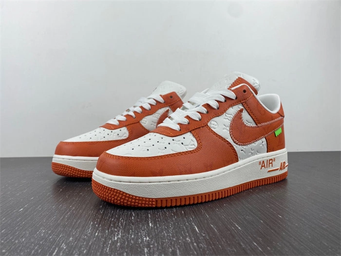 ZipUp Luis Vitton Nike Air Force 1 Low By Virgil Abloh White Orange 5140