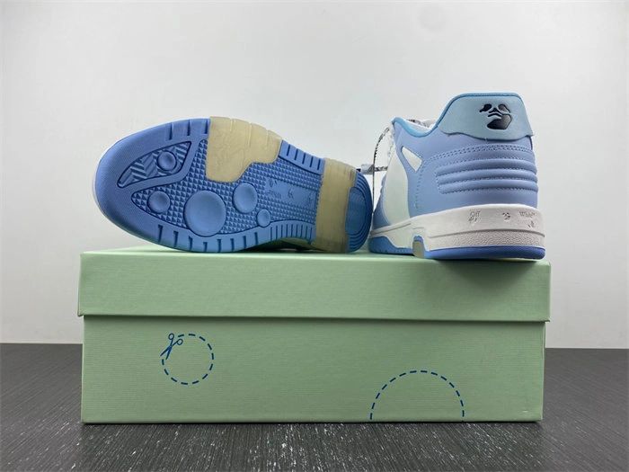 OFF-WHITE OOO Low Out Of Office Calf Leather White Light Blue OMIA189F20LEA Affordable 3111